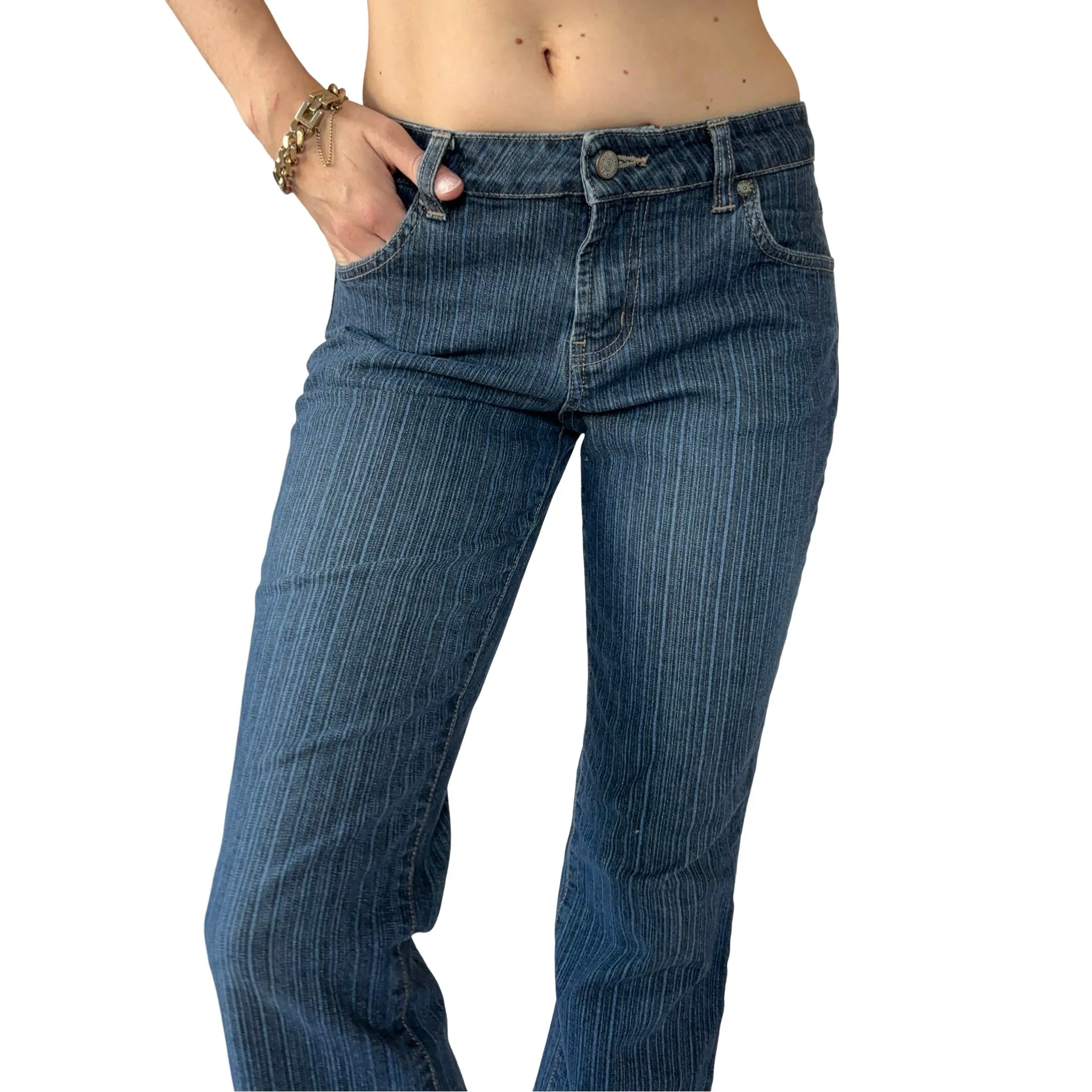 2000s Pinstripe Flare Jeans (XS)