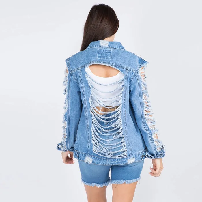 Distressed All Over Denim Jackets